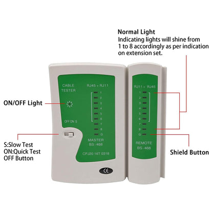 RJ45 Cable Tester – Multifunctional Network LAN Cable Tester for RJ45 RJ11, Cat5/Cat5e/Cat6/Cat6a/Cat7 UTP & Shielded Cable Testing Tool