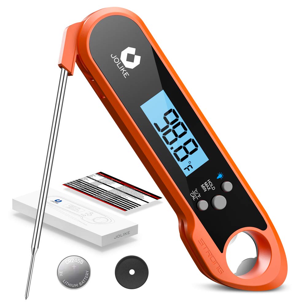 JOLIKE 2s Instant Read Meat Thermometer for Grilling Digital Steak Electronic Probe with IP67 Waterproof Internal Magnets for Kitchen Food Baking BBQ