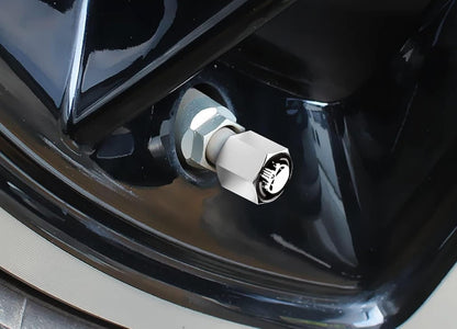 4 Pack Skull Tire Valve Stem Caps – Silver Airtight Dust Proof Car Wheel Valve Caps, Universal Air Valve Covers for Cars, Trucks & Bicycles