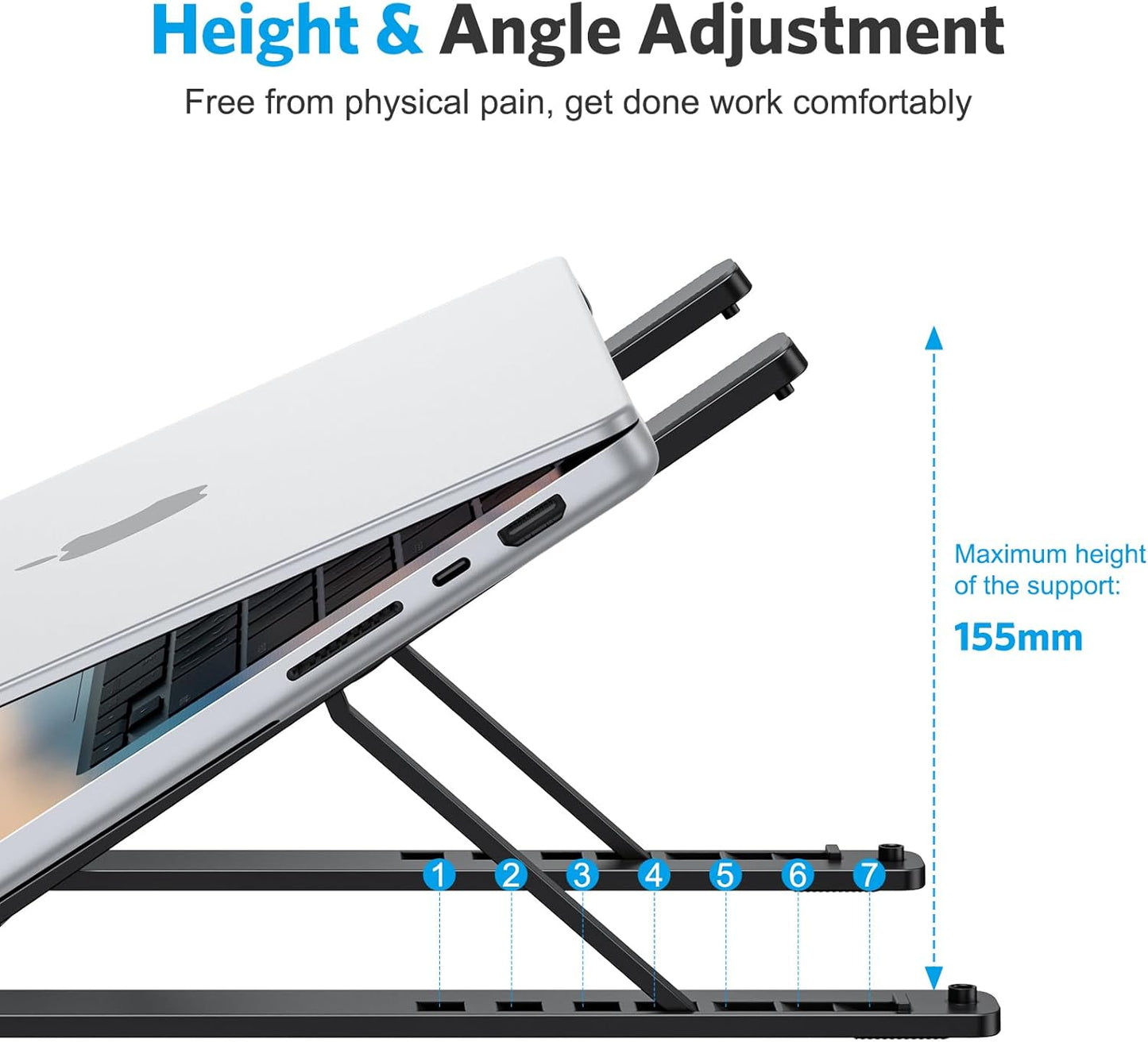 Adjustable Ergonomic Laptop Stand | 7-Level Desk Riser