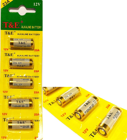 New T&E Universal Alkaline Battery A23 23A 12V / 9V / 1.5V Multi Compatible Cells 23AE MS21 MN21 V23GA VR22 Remote Control Long Lasting Power Battery