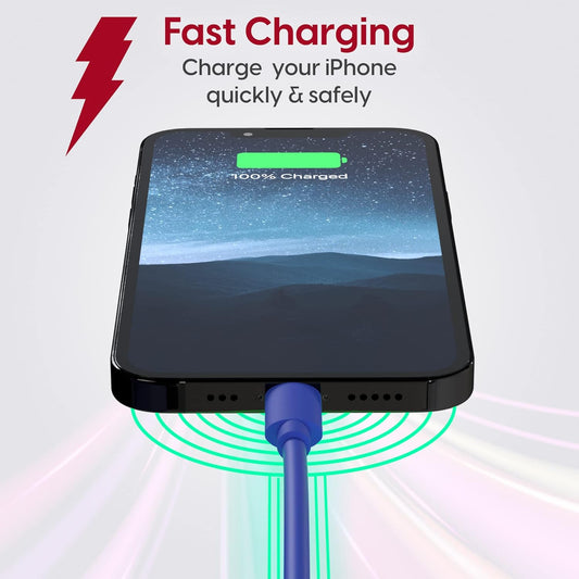 pure copper Fast Charge  USB-A to Lightning Cable 1M – Heavy-Duty iPhone Charger (Multi-Color)
