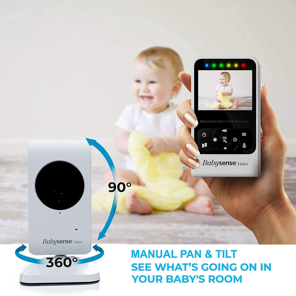 Babysense Video Baby Monitor with Camera and Audio, 2.4" Display, Supplied with Two Cameras, Long Range, Room Temperature, Night Vision, Two Way Talk Back, Lullabies and White Noise, Model V24R_2