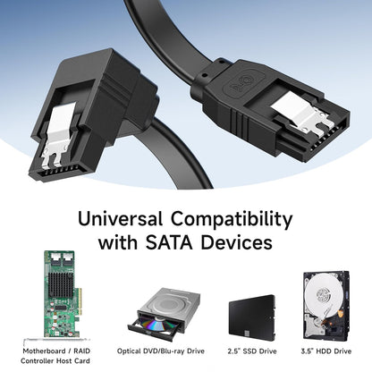 Brand New 1 PCS SATA Cable 45cm 6Gbps – Right Angle Serial ATA Cable for SSD, HDD, CD/DVD Drives | High-Speed Data Cable for PC, Gaming Desktop & Motherboard (Black)