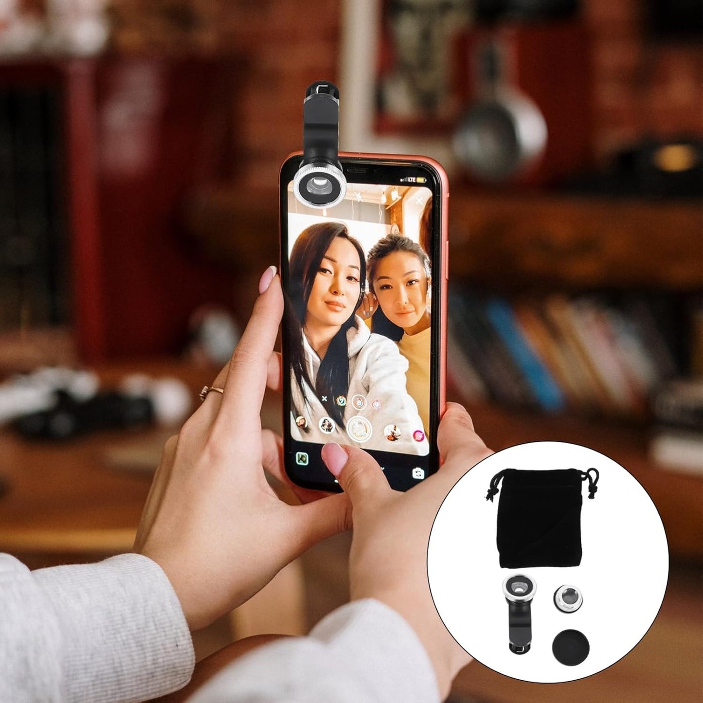 3-in-1 Phone Camera Lens Kit – Fisheye, Macro & Wide Angle Lenses for Smartphones, Universal Clip-On Mobile Photography Kit, Easy Installation Compatible with All Devices