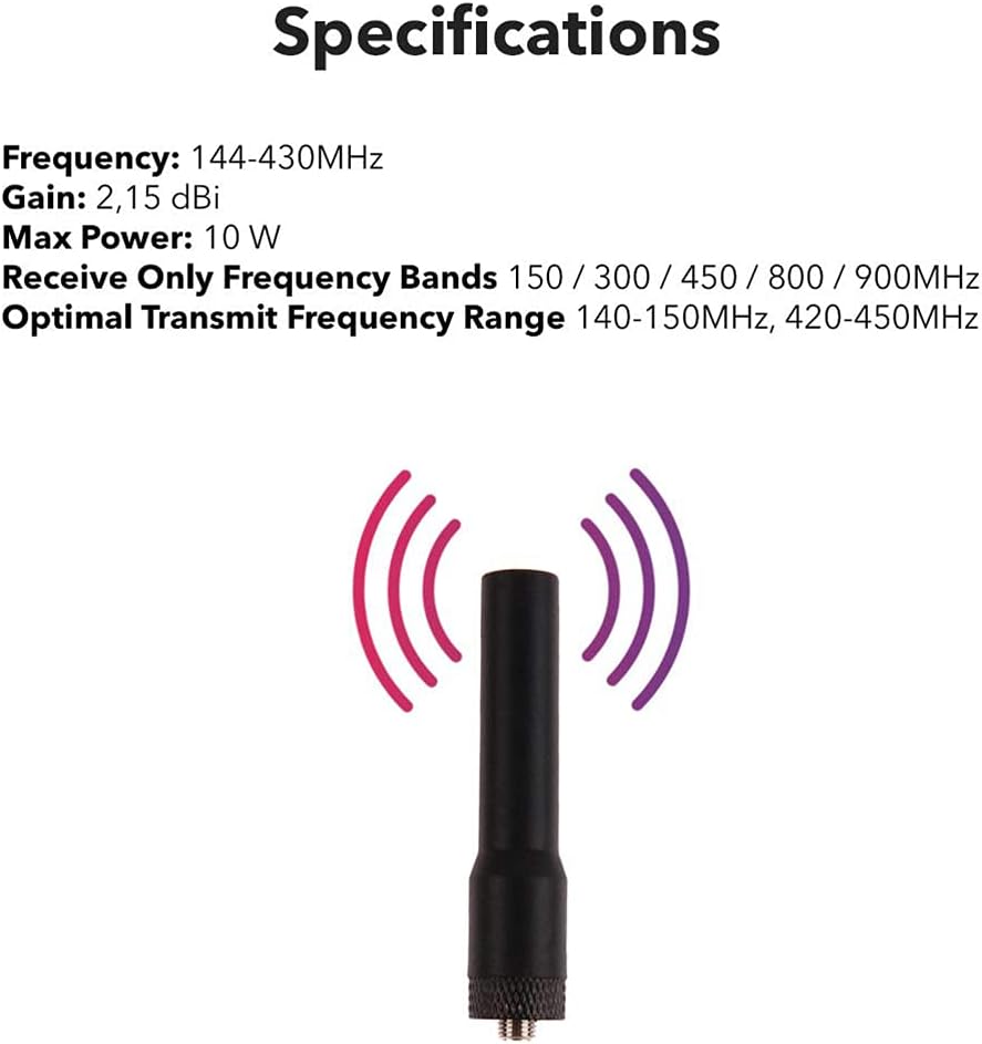 2 Way Radio Antenna SMA Female 2.5" Short Whip Dual Band VHF/UHF (144/430MHz) – Topham Walkie Talkie Antenna High Gain Replacement