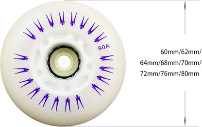 (1 Piece) 80mm LED Inline Skate Replacement Wheel 90A – Multicolor Light-Up Rollerblade Wheel for Inline Skates & Roller Skates