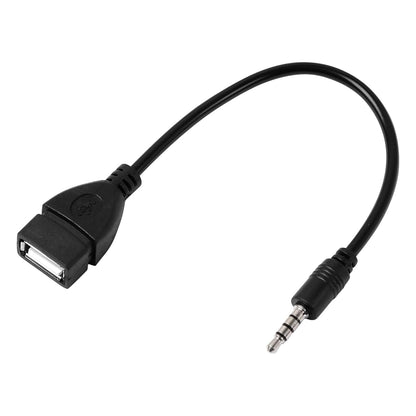 USB Female to 3.5mm Jack Male Audio Converter Adapter AUX Cable for Car Laptop Speaker Black