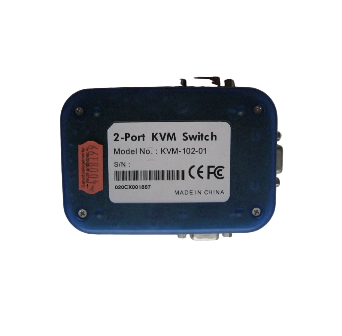 Branded Used KVM 2-Port Switch KVM-102-01 VGA PS/2 with Cables | Control 2 PCs with 1 Monitor, Keyboard & Mouse