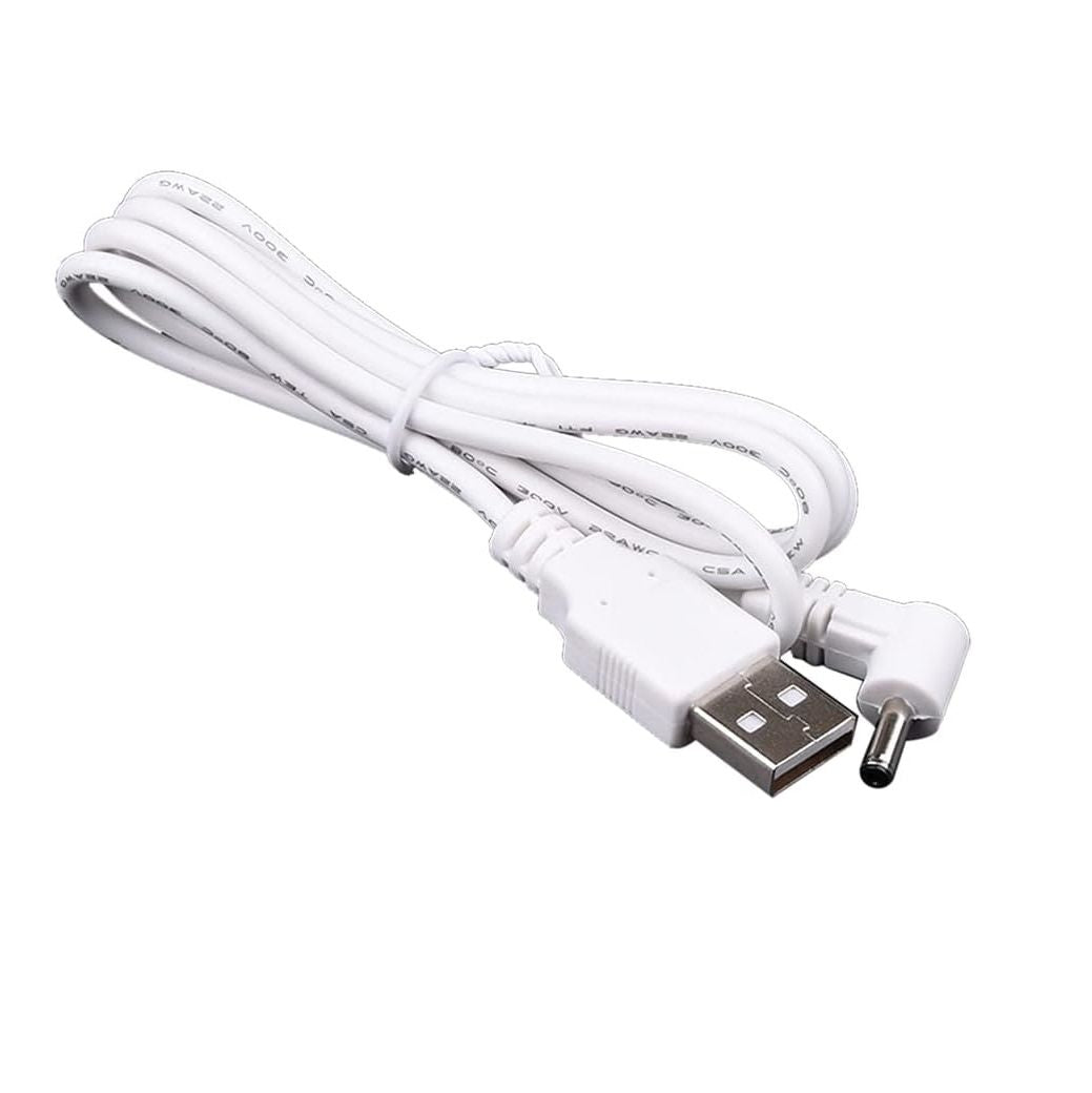 USB Male to 3.3mm Power Cable 1 Meter – 90° Angle Jack 5V 24AWG White Charging Cable for 3.3mm Devices
