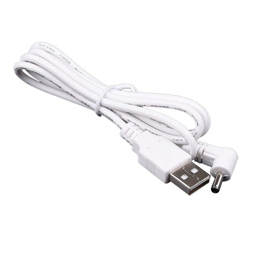 USB Male to 3.3mm Power Cable 1 Meter – 90° Angle Jack 5V 24AWG White Charging Cable for 3.3mm Devices