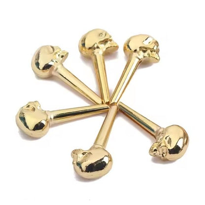 Acoustic Guitar Parts Set 6 Pcs Of Guitar Skull Saddle Brass Nut Pins Golden