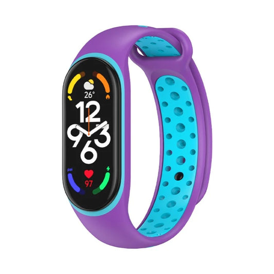 Silicone Strap For Xiaomi Mi Band 3/4, AOne World Hi Quality Soft TPU, Color Strap Porous Anti-Sweat Sport Breathable Strap Buckle Replacement Wrist Straps (Watch Not Included)