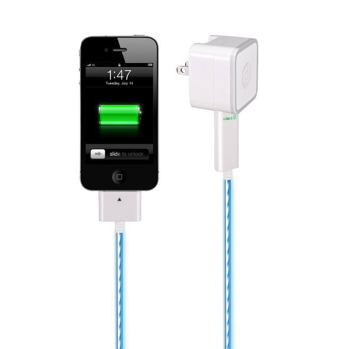 Dexim Visible Current Flow USB 30 Pin Data Cable White – Fast Charging &amp; Reliable Data Transfer for iPhone iPad iPod