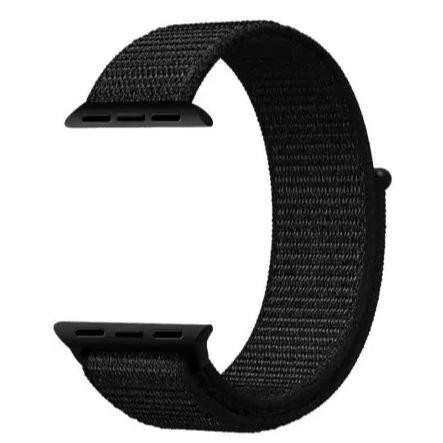 Mesh Soft Breathable Woven Nylon Sports Loop Strap Band for Appl Watch 42mm Series 1,2,3 & i Watch 44mm Series 4 ,5-jet Black