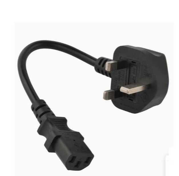 1.5Ft  3-Pin Desktop Power CableBlack & White – Power Cord for PC, Monitor, Printer, UPS & Electronic Devices