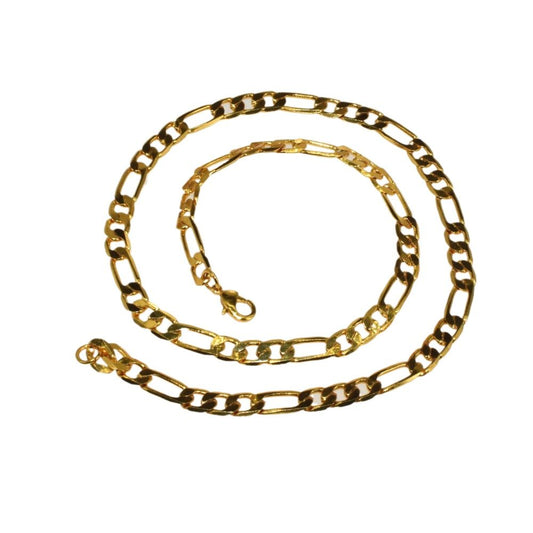Golden Color Flat Figaro Chain Necklace 20 Inch (50cm) – Fashion Jewelry for Women