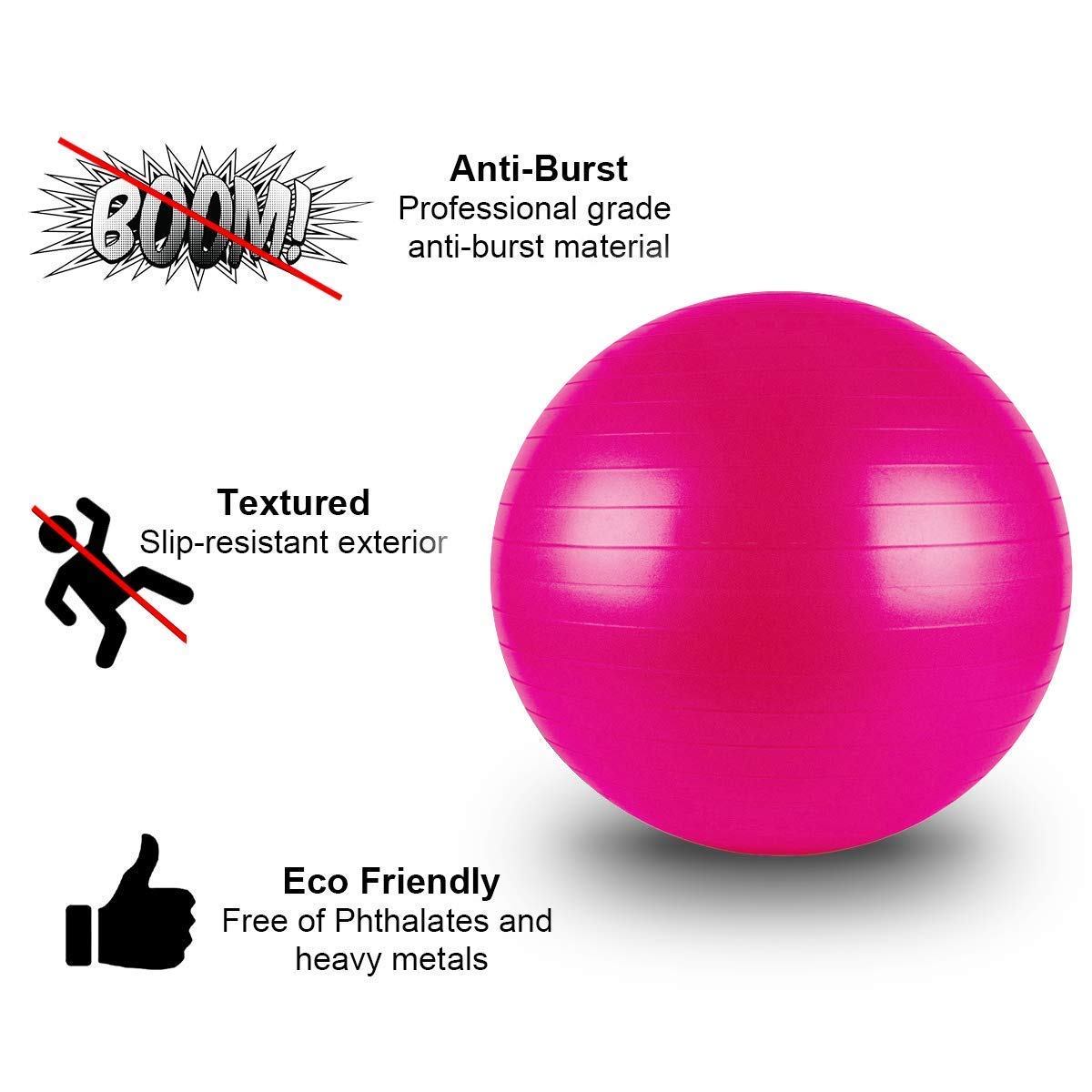 100 cm 39 inch Diameter Large Size Yoga Exercise Pregnancy Prenatal, Labor & Postnatal Maternity Exercise Gym Ball Non-slip Abdominal Fitness Anti Burst Pink hi Qulity Material
