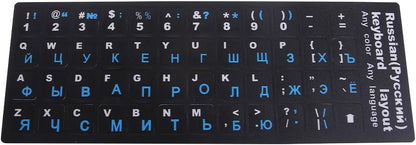 PCS Russian Keyboard Stickers with Non-Transparent Black Background & White Letters for PC/Computer/Laptop