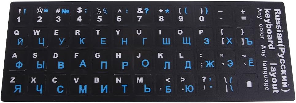 PCS Russian Keyboard Stickers with Non-Transparent Black Background & White Letters for PC/Computer/Laptop