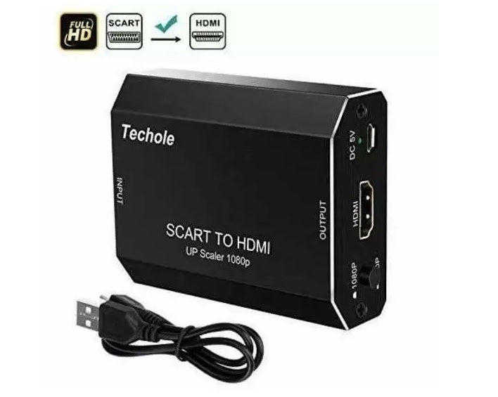 Techole SCART to HDMI Converter 1080P Video Audio Adapter with USB Power Cable for TV, Monitor & Projector