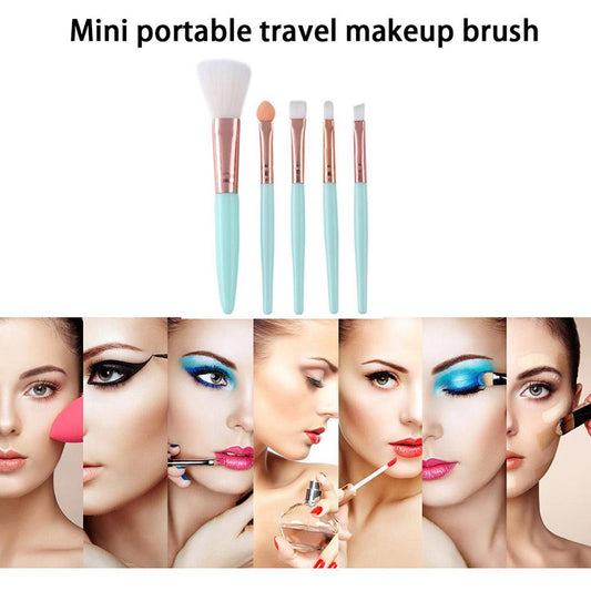 5pcs Portable Makeup Brush Set Soft Nylon Eyeshadow Foundation Brush Kit mini