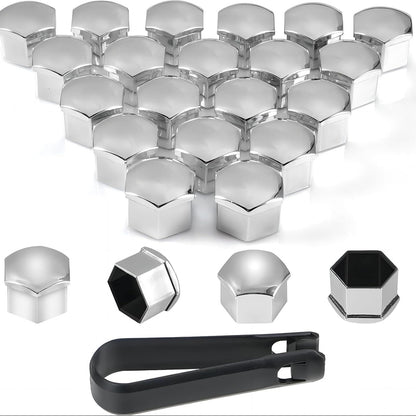 Caps for wheel bolts 17 mm  16pcswith a lock (nickel plated)