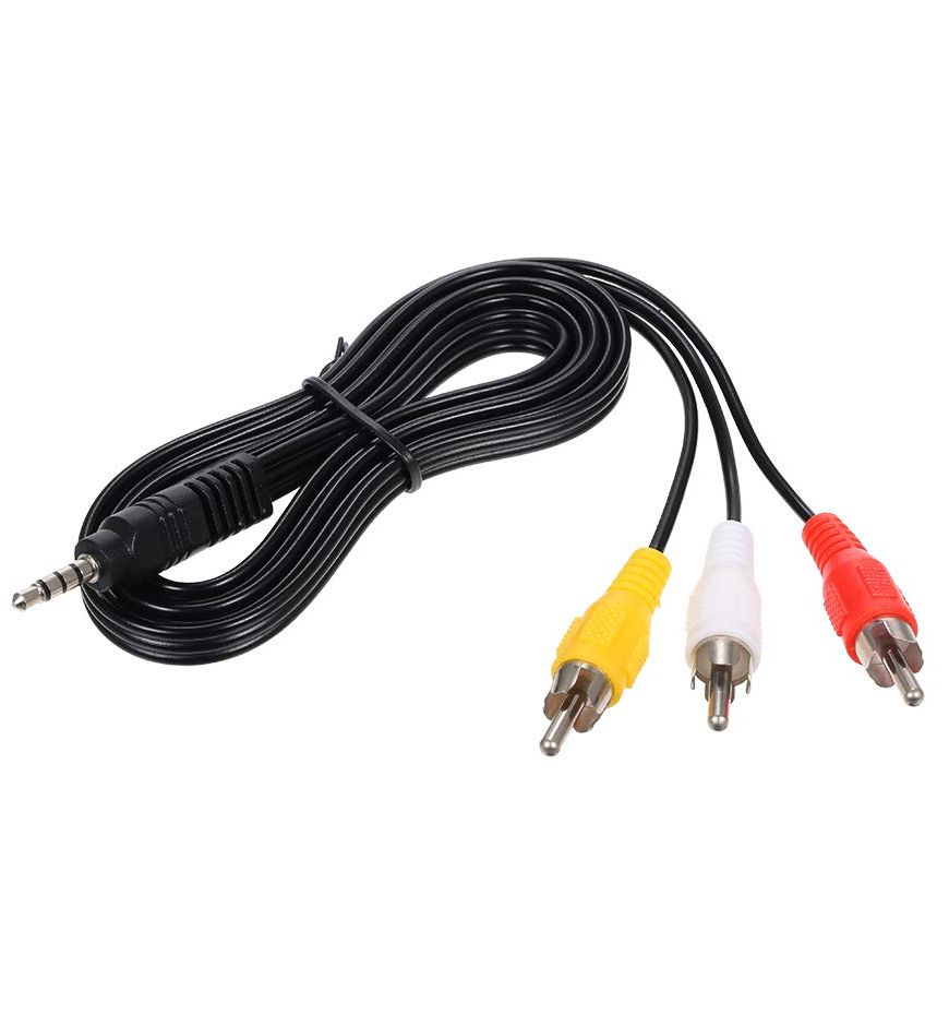 3.5mm to RCA AV Cable 112CM – 3.5mm Jack to 3 RCA Male Audio Video Adapter for TV, DVD Player, Mobile, Projector & Home Theater