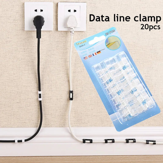 20 Pcs/set Self-Adhesive Cable Cord Clips Durable Computer Cable Ties Practical Cable Organizer Desktop Storage Supplies