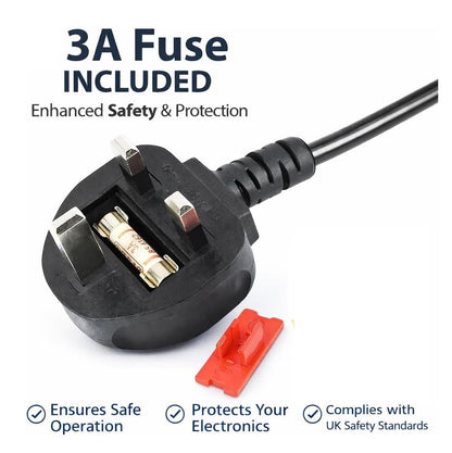 Universal UK Plug 2 Prong Power Cord – 2 Meter AC Power Cable for LED TV, Printer, Gaming Console, Kettle & More