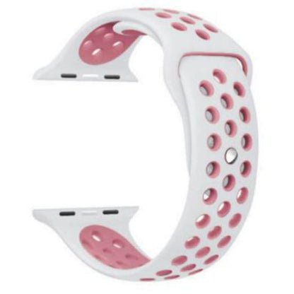 Breathable Sports i Watch Band Strap – Pink White 38mm 40mm Soft Smart Watch Belt