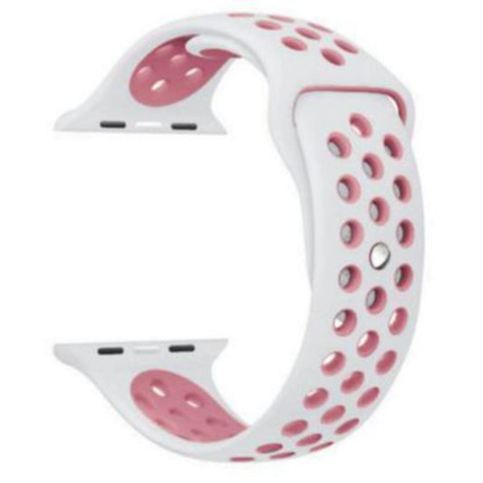 Breathable Sports i Watch Band Strap – Pink White 38mm 40mm Soft Smart Watch Belt