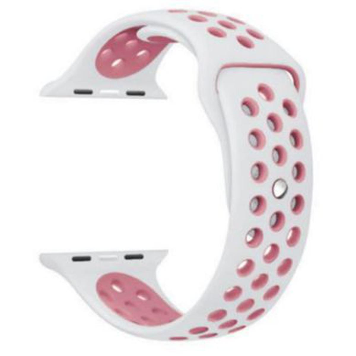Breathable Sports i Watch Band Strap – Pink White 38mm 40mm Soft Smart Watch Belt