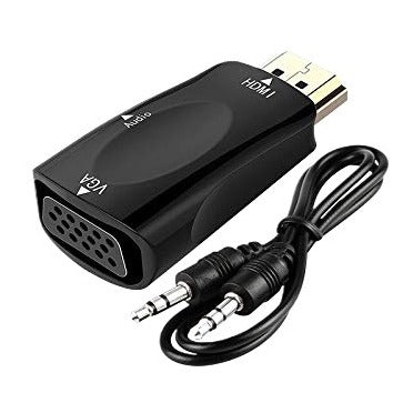 HDMI to VGA Adapter Converter with Audio Cable Support 1080P Black Hi Qulity