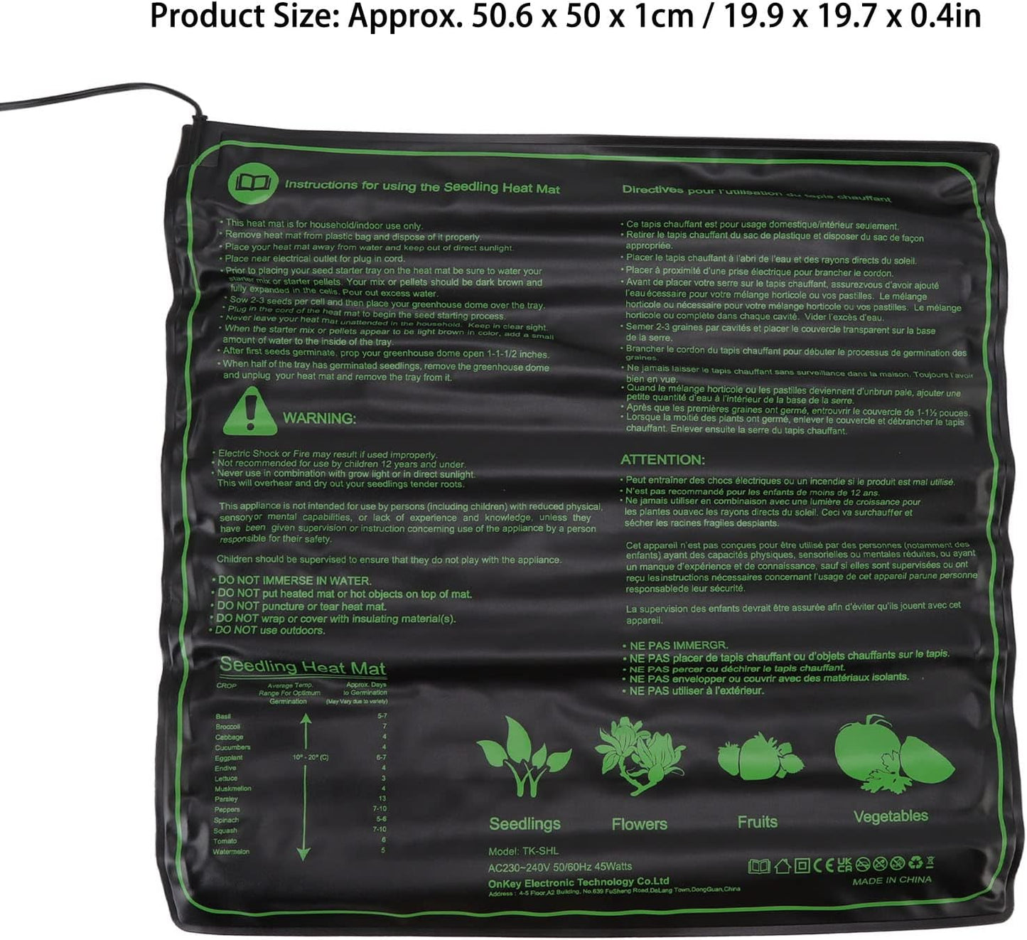 Hyindoor Seedling Heat Mat Heated Propagator Durable Waterproof Seedling Heating Pad for Winter Hydroponic Indoor Seedling Germination (20"x 20" Heat Mat)