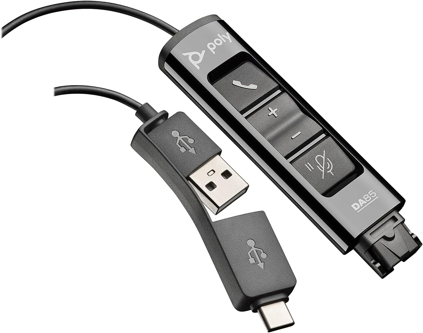 🎧 Poly - DA85 USB-A/USB-C digital adapter (Plantronics) - Works with Poly Call Center Quick Disconnect (QD) Headsets - Acoustic Hearing Protection -Works with Avaya, Genesys,&Cisco call center platforms