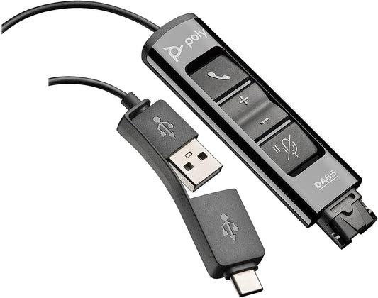 🎧 Poly - DA85 USB-A/USB-C digital adapter (Plantronics) - Works with Poly Call Center Quick Disconnect (QD) Headsets - Acoustic Hearing Protection -Works with Avaya, Genesys,&Cisco call center platforms