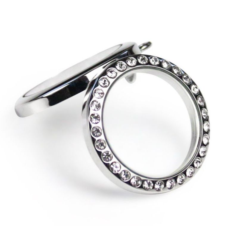 Round Openable Locket Pendant with Chain Necklace Link Chain  Women Jewerly 30*30mm