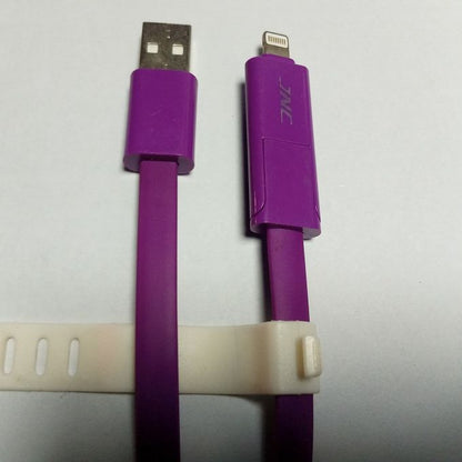 Apple Charging Cable 2 in 1 Flat Soft Long Life with Cable Manager for Apple & android hi Quality Contactors Gold Plated Copper Wire A