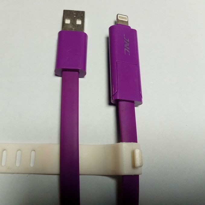 Apple Charging Cable 2 in 1 Flat Soft Long Life with Cable Manager for Apple & android hi Quality Contactors Gold Plated Copper Wire A