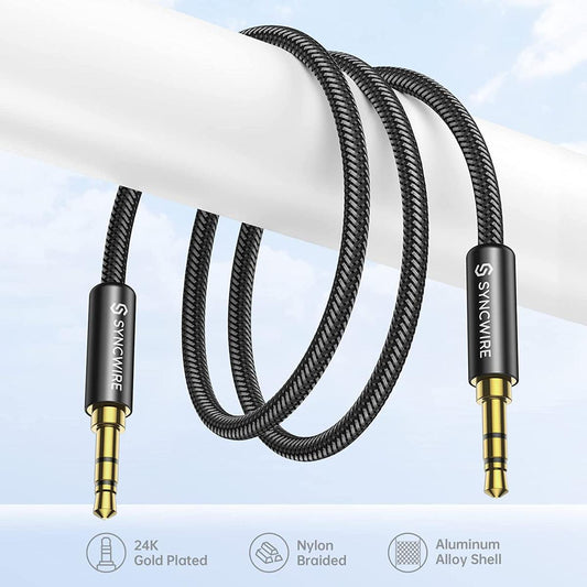 Syncwire SW-SC017 Aux Cable 3.5mm Audio Cable for Car iPhone Headphone - Nylon Braided 3.3ft (Black)