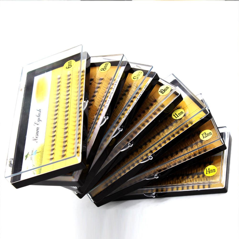 Nesura Eyelash - Tufts of artificial eyelashes - Premium - 12 mm Natural Makeup Individual Eyelash Extension Cosmetic False Eyelashes 60 cluster