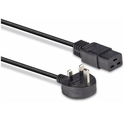2 Meter UK 3 Pin Plug to IEC C19 Power Cable Black – Heavy Duty Power Cord for Server, UPS & PDU