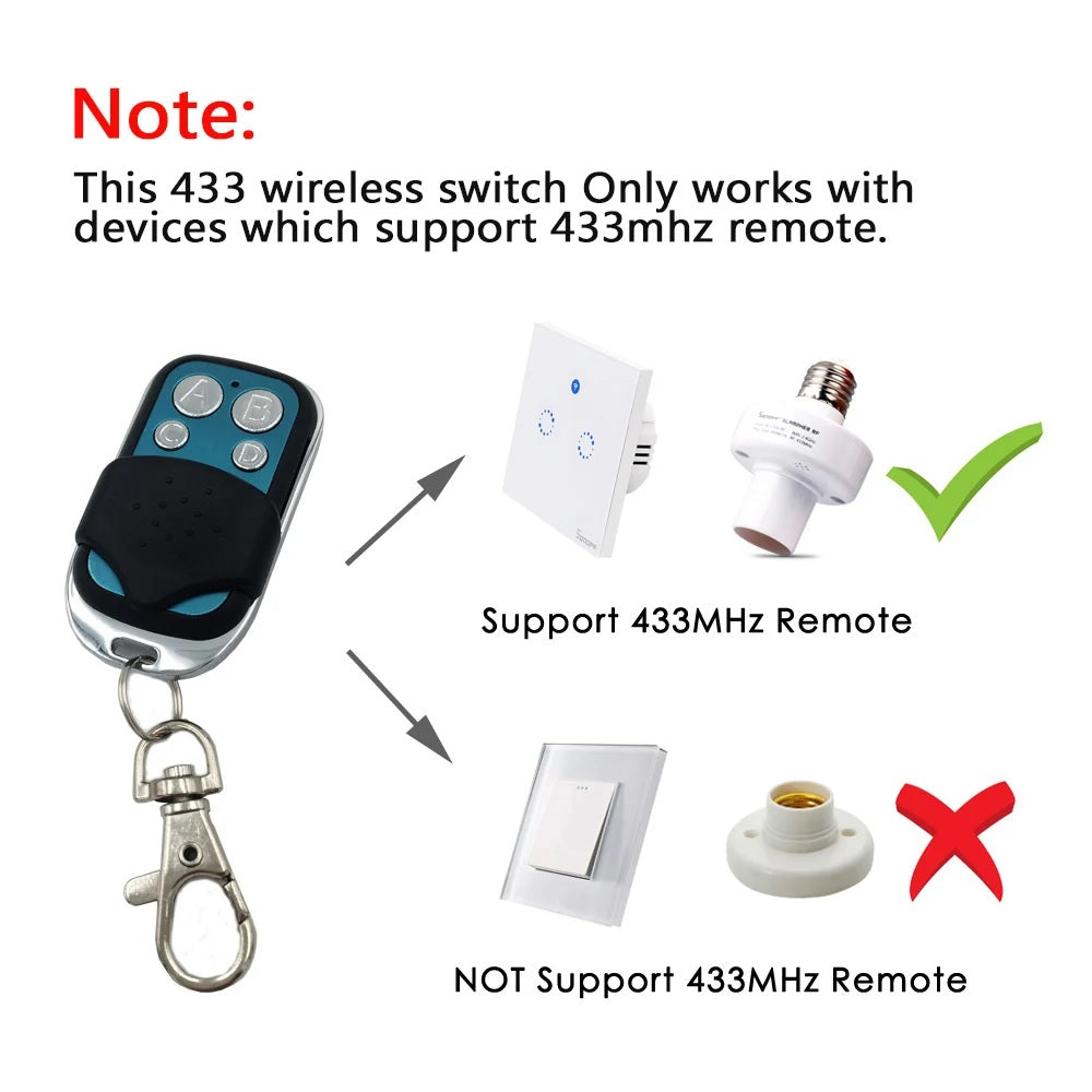 433Mhz Wireless Remote Control 4 Channel Silver