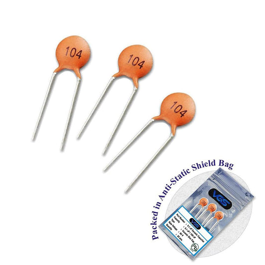 250pices 104 50V CERAMIC Capacitor Mini Ceramic Capacitor 100nF 50V 104 Ceramic Disc Capacitor Non-Polarized Through Hole 2 Pin Leads Connections Leg