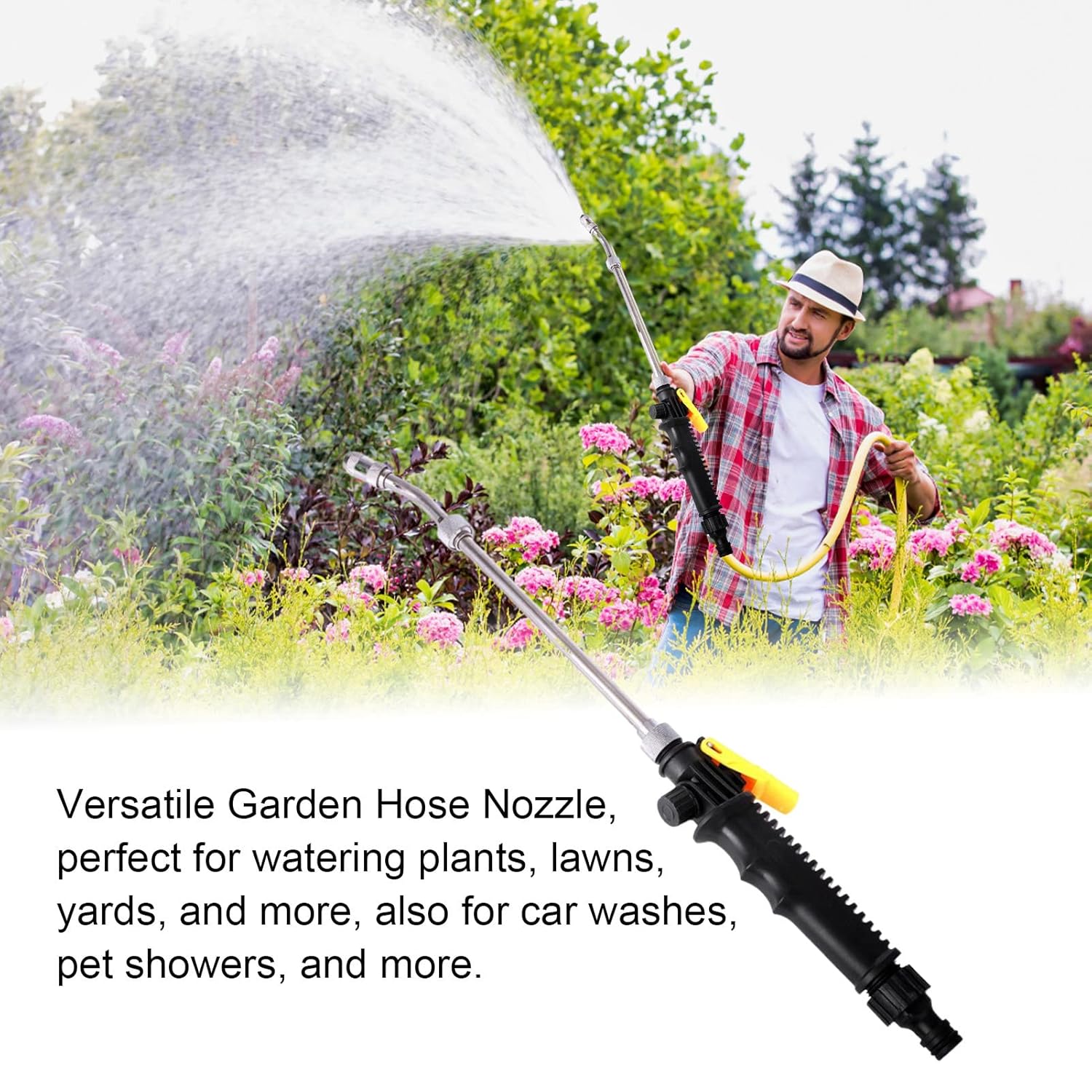 Premium Metal Garden Hose Sprayer Nozzle – High Pressure Power Washer Spray Gun for Car Wash, Pet Grooming & Cleaning, Portable Adjustable Water Hose Nozzle