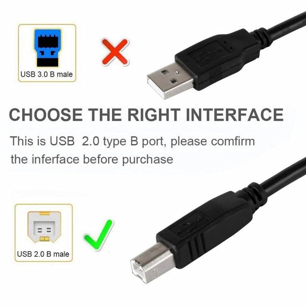 USB Printer Cable, USB 2.0 A to B Lead. Compatible with printers and scanners and all other USB A/B devices, Black USB Cable