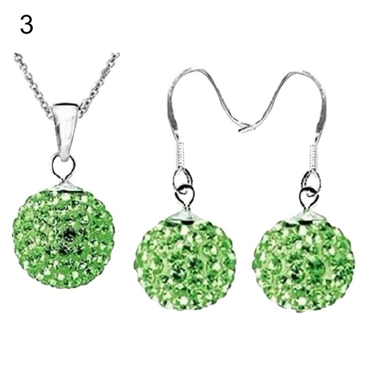 Gravitational wave 2Pcs/Set Women Ball Shaped Charm Rhinestone Hook Earrings Necklace Jewelry Gift