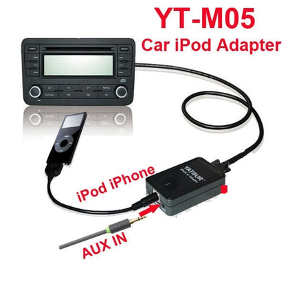 AUX iPhone iPad iPod CD Changer Adapter for Toyota Lexus Scion Daihatsu 12-Pin Small | YATOUR YT-M05 Interface