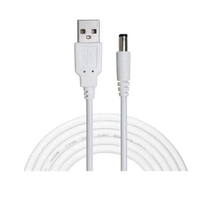 3.5 Meter USB to DC Male Power Cable 5V – USB to 5.5 x 2.1mm DC Plug Charging Converter Cable for Routers, Keyboards & Electronic Devices – White